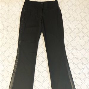 Cache Black Tuxedo Pant with Leather Trim